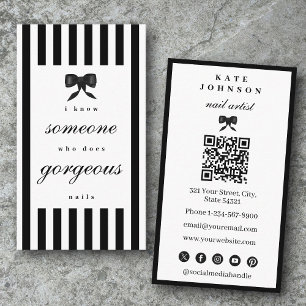 Elegant Nail Artist Beaty Salon Manicure QR Code  Business Card