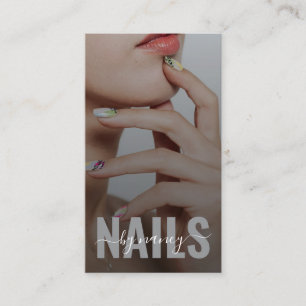 Elegant Nail Artist Photo Monogram Qr Code Business Card
