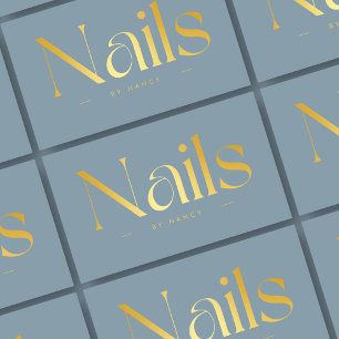 Elegant Nail Salon Dusty Blue Business Card