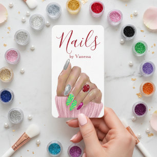 Elegant Nail Salon Manicurist Professional QR Code Business Card