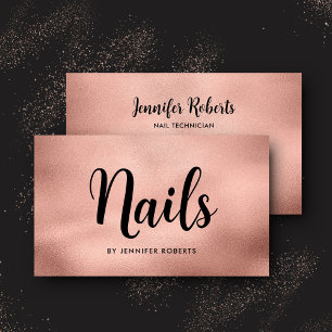 Elegant Nail Salon Rose Gold Script Typography Business Card