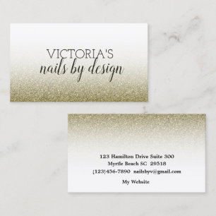 Elegant Nail Tech Gold Glitter Business Card