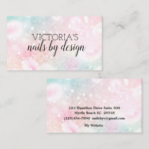 Elegant Nail Tech Pastels Glitter Business Card