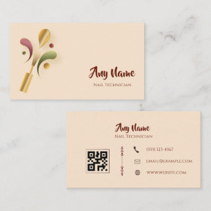 Elegant Nail Technician Business Card with QR Code