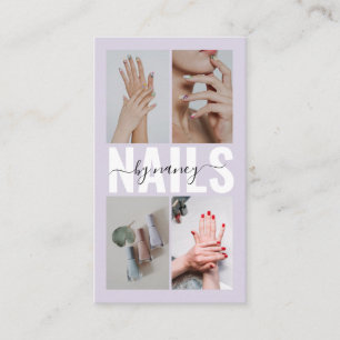 Elegant Nail Technician Photo Collage Qr Code  Business Card
