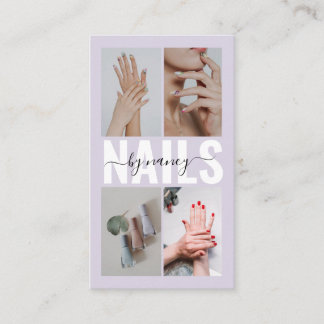Elegant Nail Technician Photo Collage Qr Code Business Card