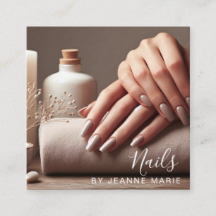 Elegant Nail Technician Salon Modern Square Business Card