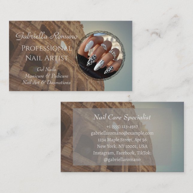 Elegant Nails Business Card – Editable & Professio (Front/Back)