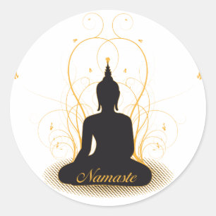 Elegant Namaste Buddha Classic Round Sticker