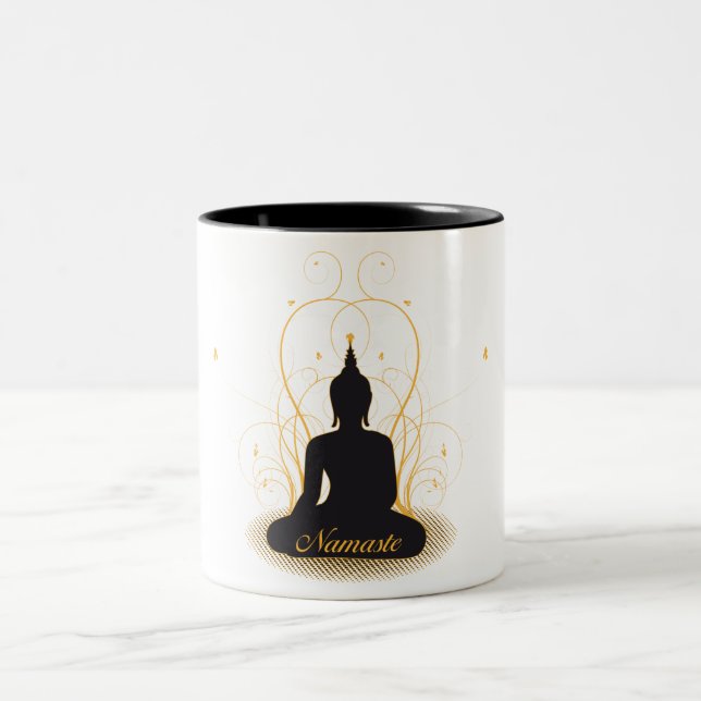 Elegant Namaste Buddha Two-Tone Coffee Mug (Center)