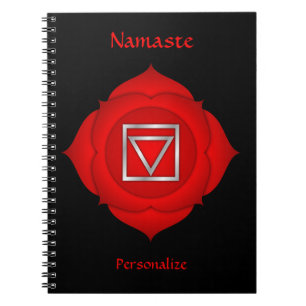 Elegant Namaste Red Root Chakra Personalise Notebook