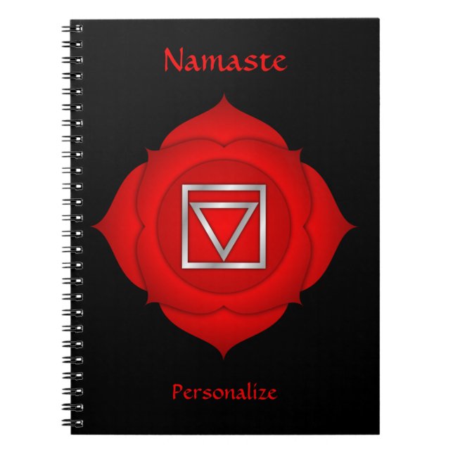 Elegant Namaste Red Root Chakra Personalise Notebook (Front)