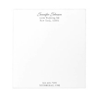 Elegant Name & Address Black Modern Script  Notepad