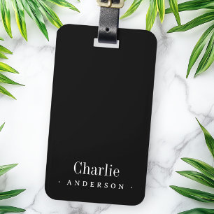 Elegant name and contact information black luggage tag