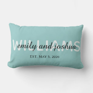 Elegant Name and Established Date Wedding Throw Lumbar Cushion