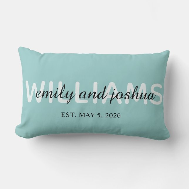 Elegant Name and Established Date Wedding Throw  Lumbar Cushion (Front)