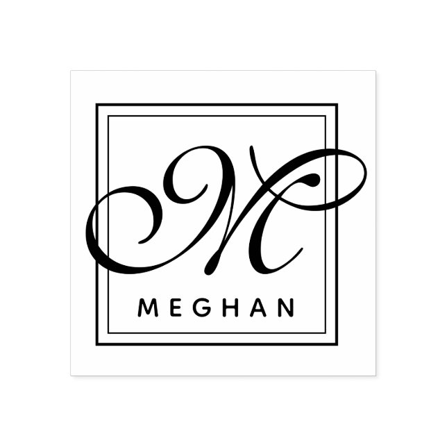 Elegant Name and Monogram Frame  Rubber Stamp (Imprint)