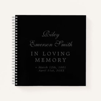Elegant Name Black In Loving Memory Guest Book