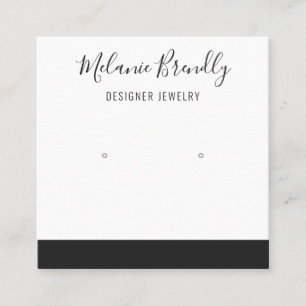 Elegant Name Black White Jewellery Earring Display Square Business Card