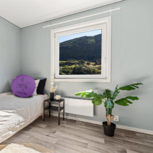 Elegant name botanical line black lavender round cushion