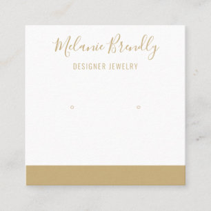 Elegant Name Gold White Jewellery Earring Display Square Business Card