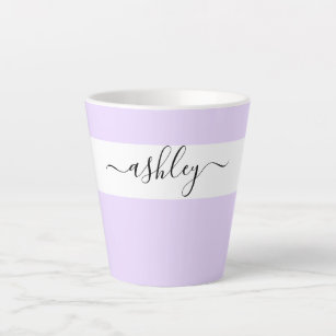 Elegant Name in Script Typography Lavender Latte Mug