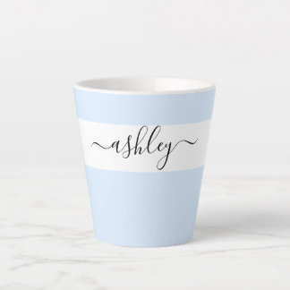 Elegant Name in Script Typography Powder Blue Latte Mug