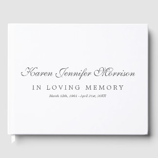 Elegant Name In Script White In Loving Memory Guest Book