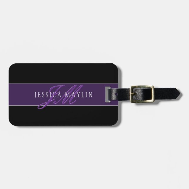 Elegant Name & Initials Luggage Tag (Front Horizontal)