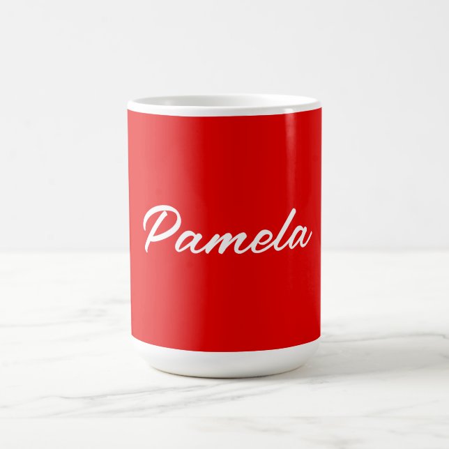 Elegant Name Minimalist Classical Warm Red Coffee Mug (Center)