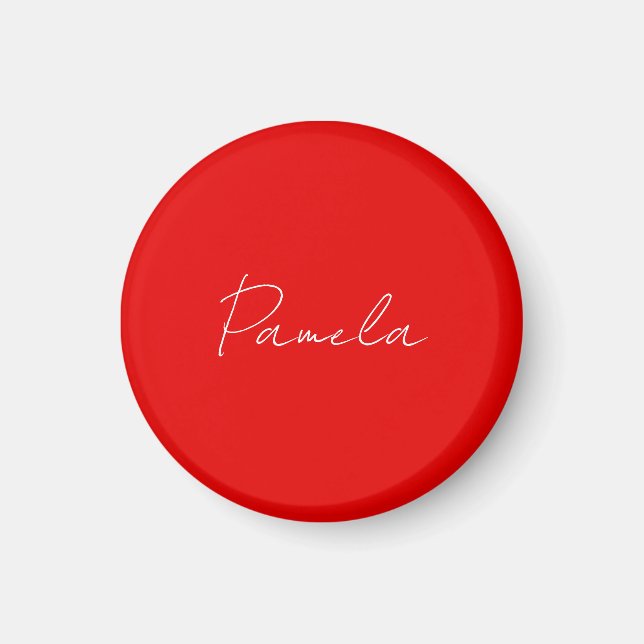 Elegant Name Minimalist Classical Warm Red Magnet (Front)