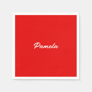 Elegant Name Minimalist Classical Warm Red Napkin