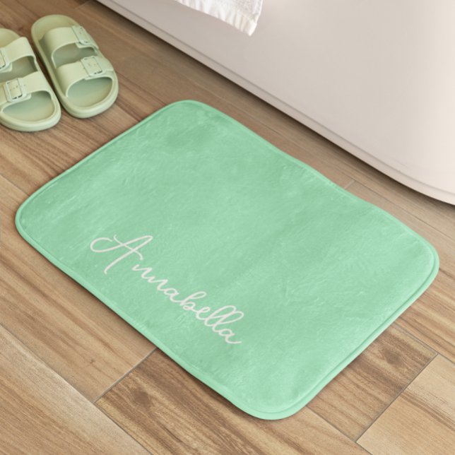 Elegant Name Mint Green  Bath Mat (Creator Uploaded)
