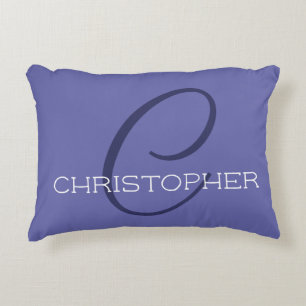 Elegant Name Monogram C Initial Periwinkle Blue Decorative Cushion
