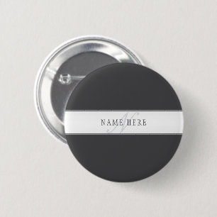Elegant Name & Monogram Dark & Light Grey 6 Cm Round Badge