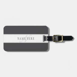 Elegant Name & Monogram   Dark & Light Grey  Luggage Tag