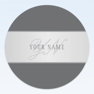Elegant Name & Monogram Lettering (or other text) Classic Round Sticker