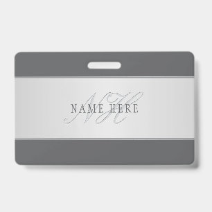 Elegant Name & Monogram Lettering (or other text) ID Badge