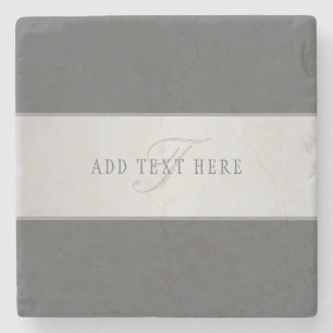 Elegant Name & Monogram Lettering (or other text) Stone Coaster