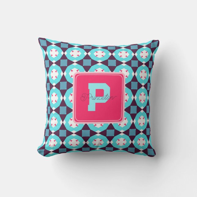 Elegant Name Monogram Pillow for Home Decor (Front)
