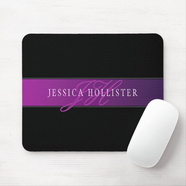 Elegant Name & Monogrammed Initial/s Mouse Pad (With Mouse)