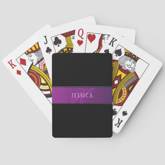 Elegant Name & Monogrammed Initial/s Playing Cards (Back)