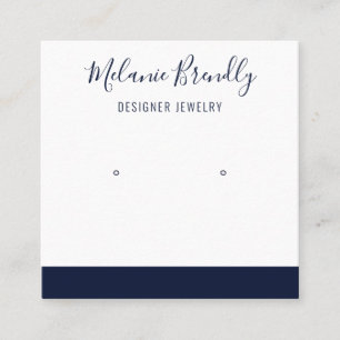 Elegant Name Navy White Jewellery Earring Display Square Business Card
