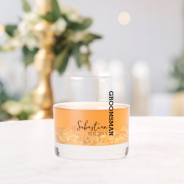 Elegant Name Personalised Wedding Groomsman Whiskey Glass (Insitu (Wedding))