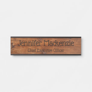 Elegant Name Plate Wood Grain Rustic Door Sign