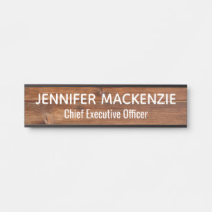 Elegant Name Plate Wood Grain Rustic Door Sign