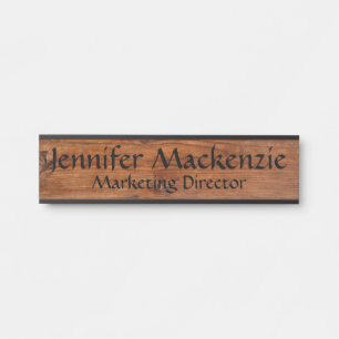 Elegant Name Plate Wood Grain Rustic Door Sign