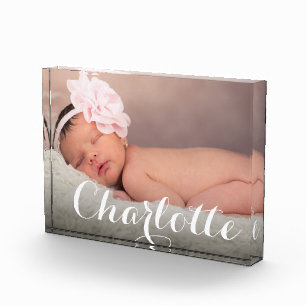 Elegant Name Script Overlay Custom Baby Photo