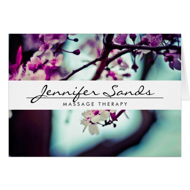 ELEGANT NAME with CHERRY BLOSSOMS Folded Card (Front Horizontal)