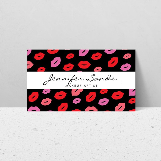 Elegant Name with Glam Lip Print for Makeup Artist Business Card (Creator Uploaded)